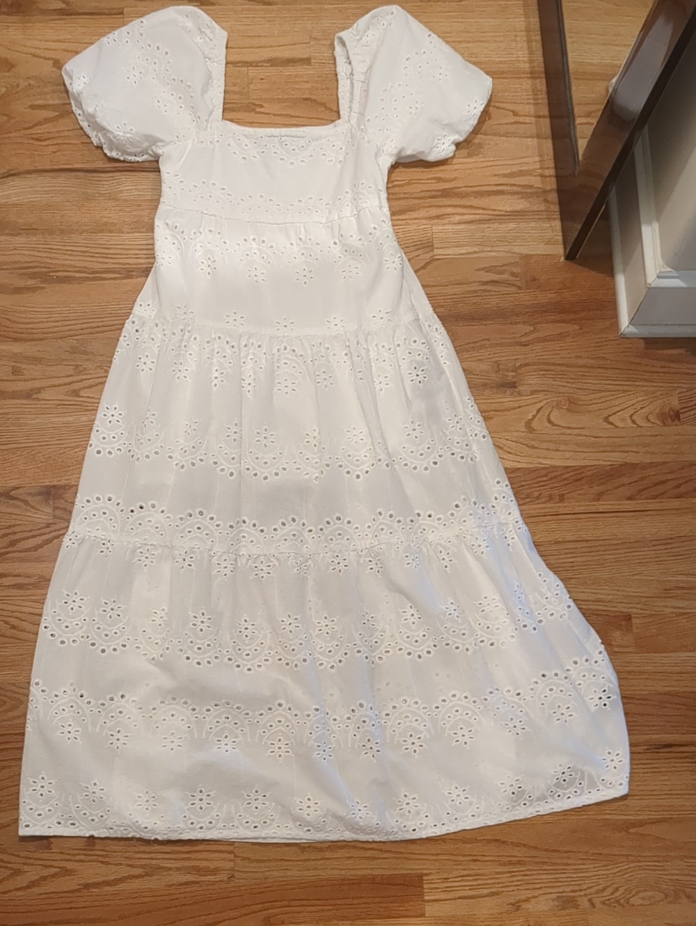 White Eyelet Puff Sleeve Maxi Dress